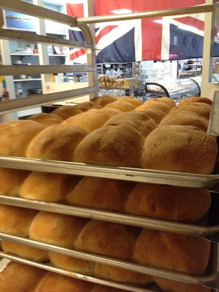 Trays of freshly baked British bakery products ready for wholesale