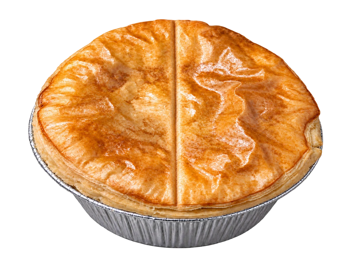Ground Beef & Onion pie, with one straight line