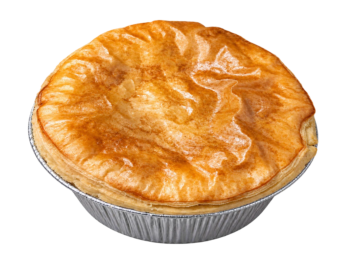 Steak & Gravy pie, with plain pastry lid
