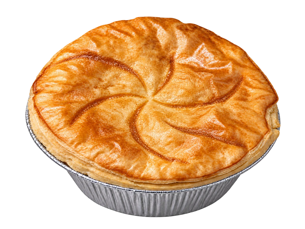 Steak & Mushroom pie, with a kaiser stamp