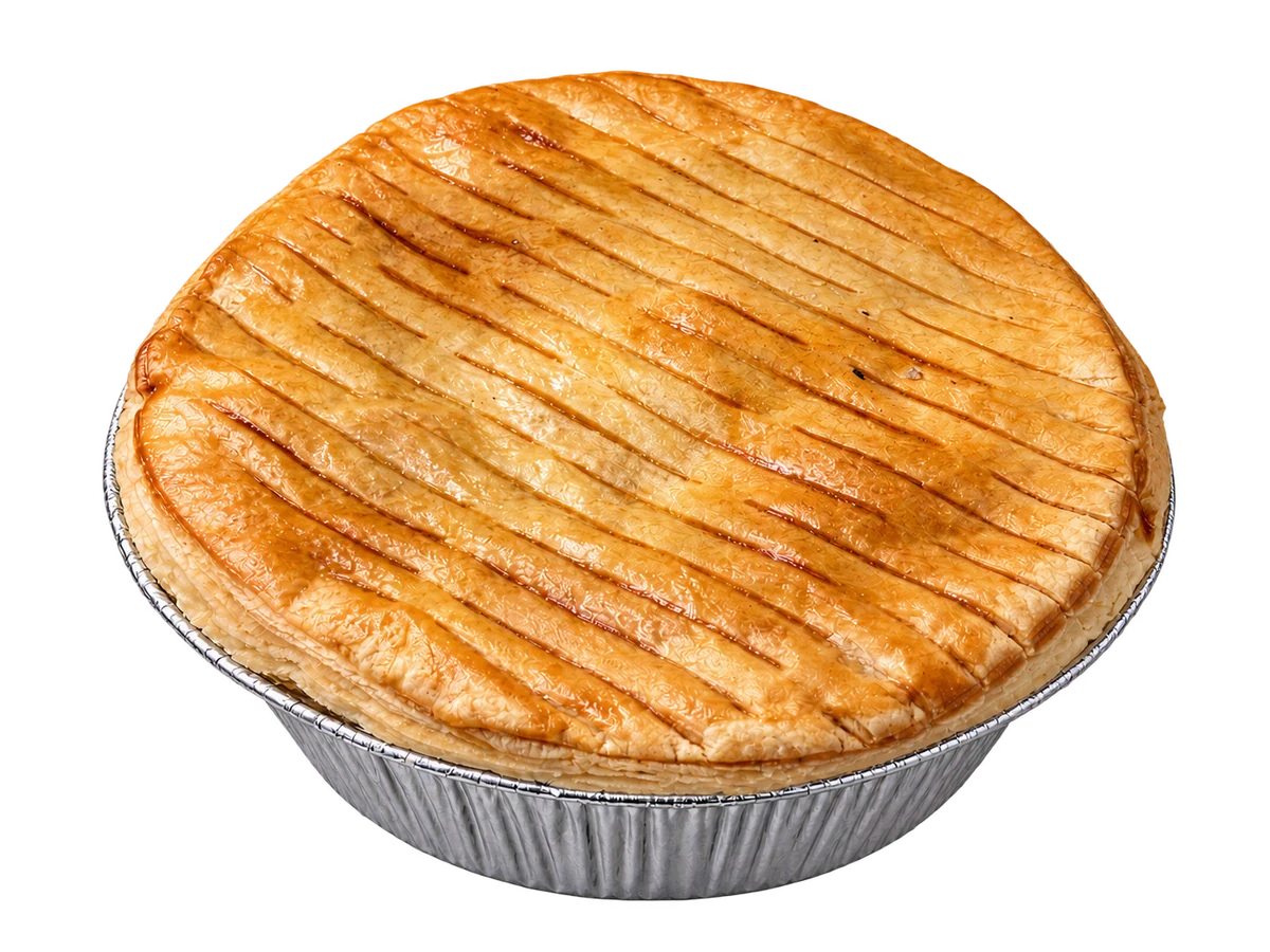 Steak & Onion pie, with parallel lines